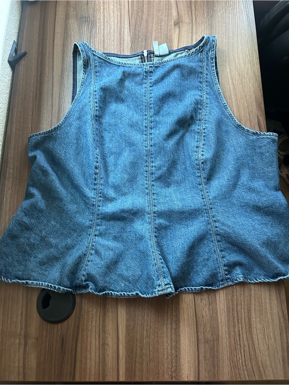 H&M Divided Denim Peplum Blouse Top Dressy - Picture 7 of 13